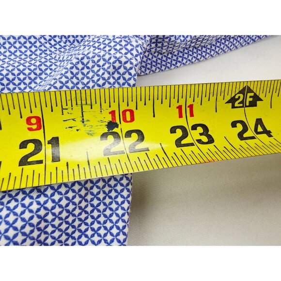 Vince Camuto Slim Fit Spread Collar Size 16 32-33 Mens Blue White Pattern Shirt - Picture 2 of 10